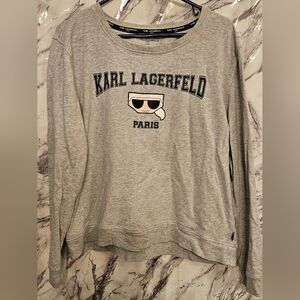 KARL LAGERFELD PARIS Collegiate Emoji Logo SweatshirtWomans Size Large